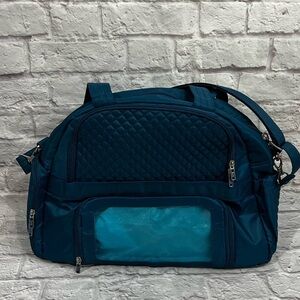 LUG Large Cartwheel Overnight Carry On Gym Yoga Bag Tote teal Quilted